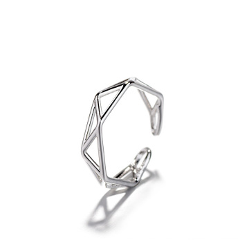 Простое индивидуальное креативное ювелирное геометрическое кольцо с полым указательным пальцем